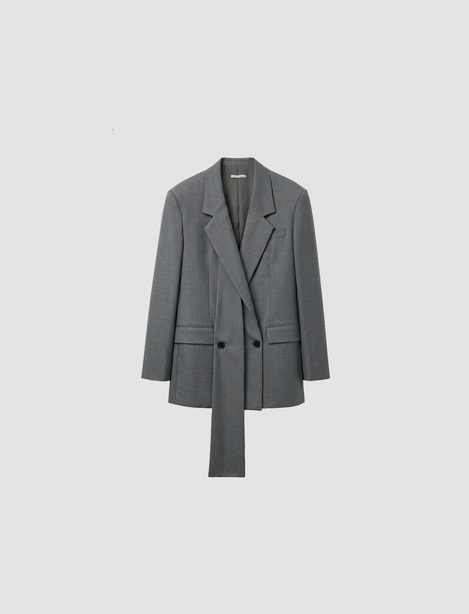 Scarf Tailored Jacket, LIGHT GREY