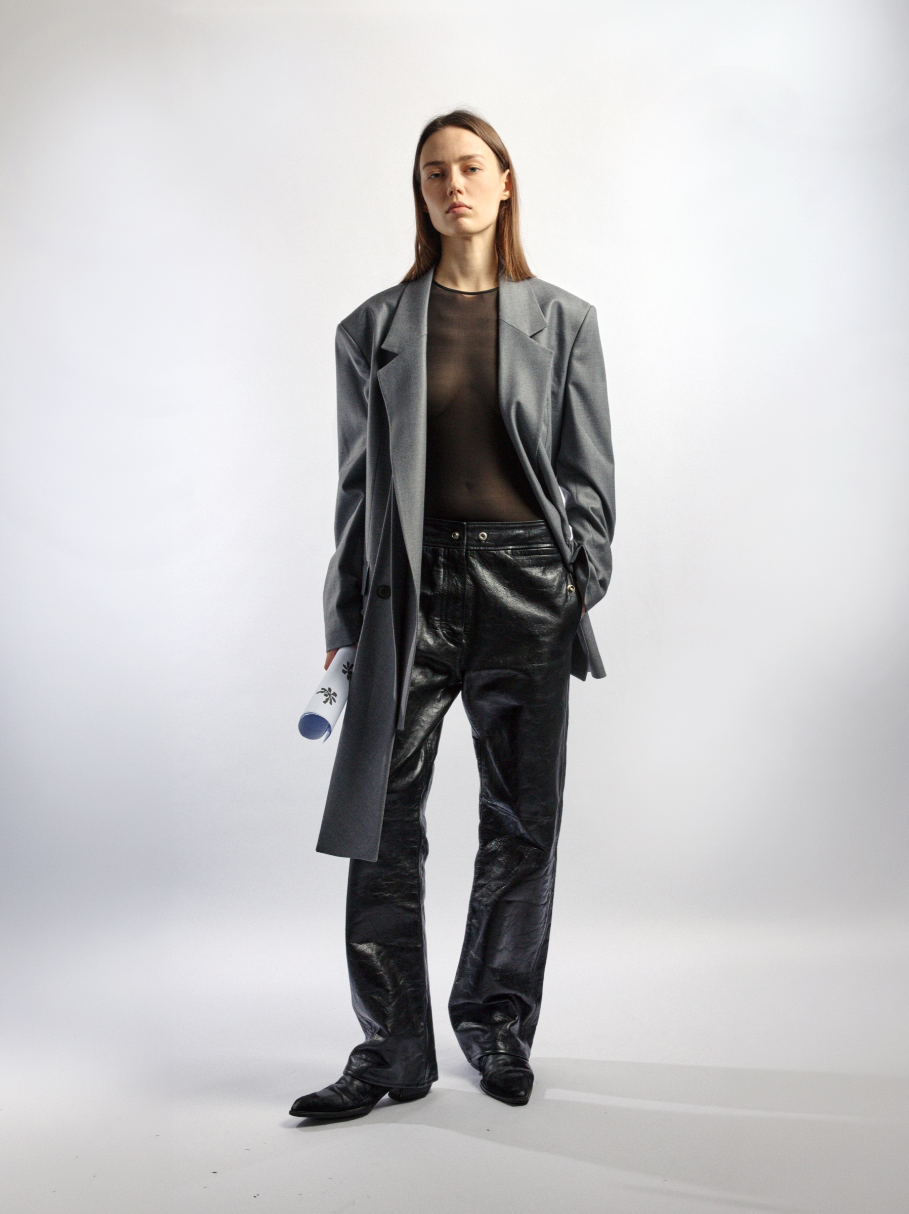 Scarf Tailored Jacket, LIGHT GREY