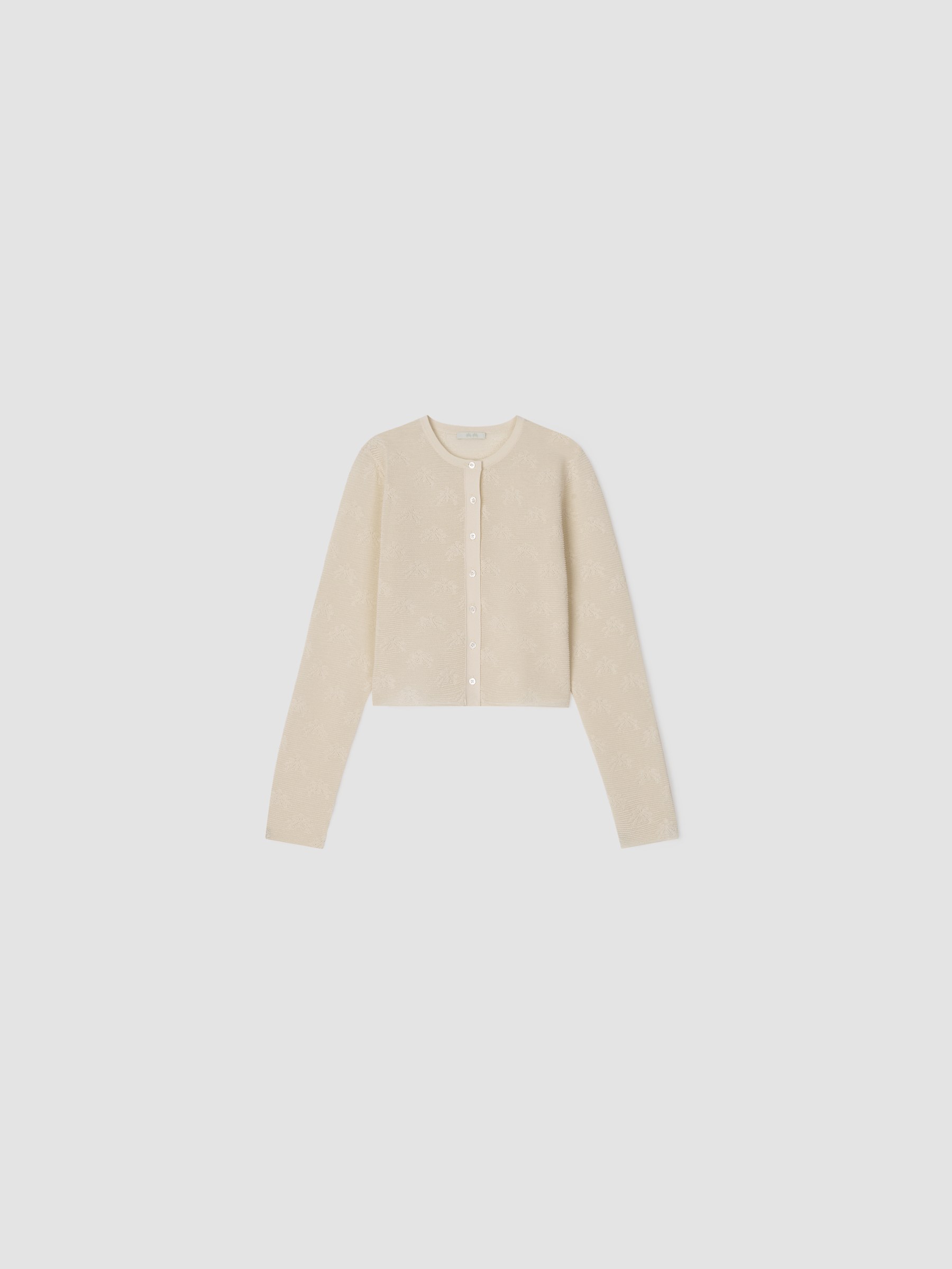 Motif Knit Cardigan, ECRU