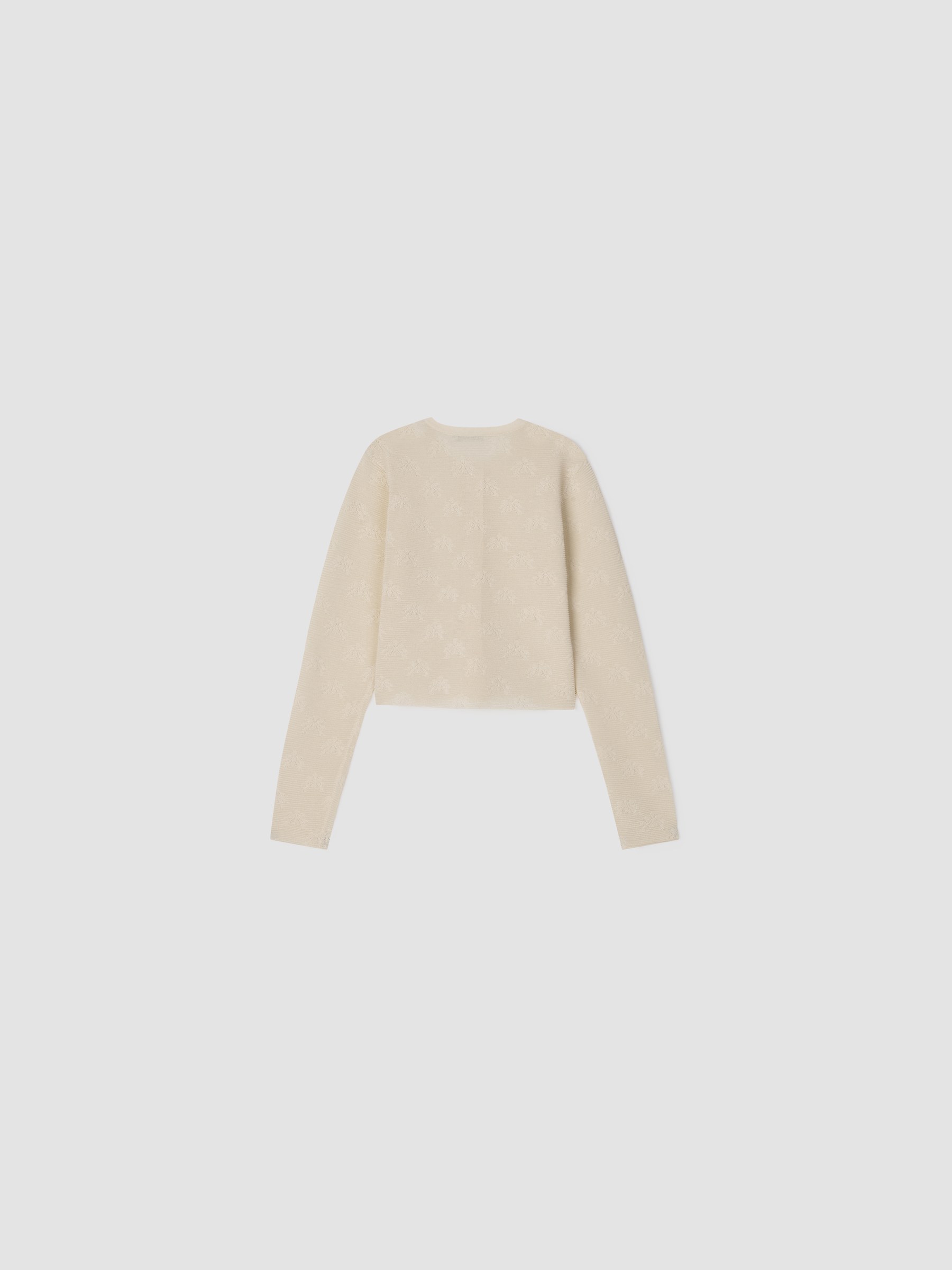 Motif Knit Cardigan, ECRU