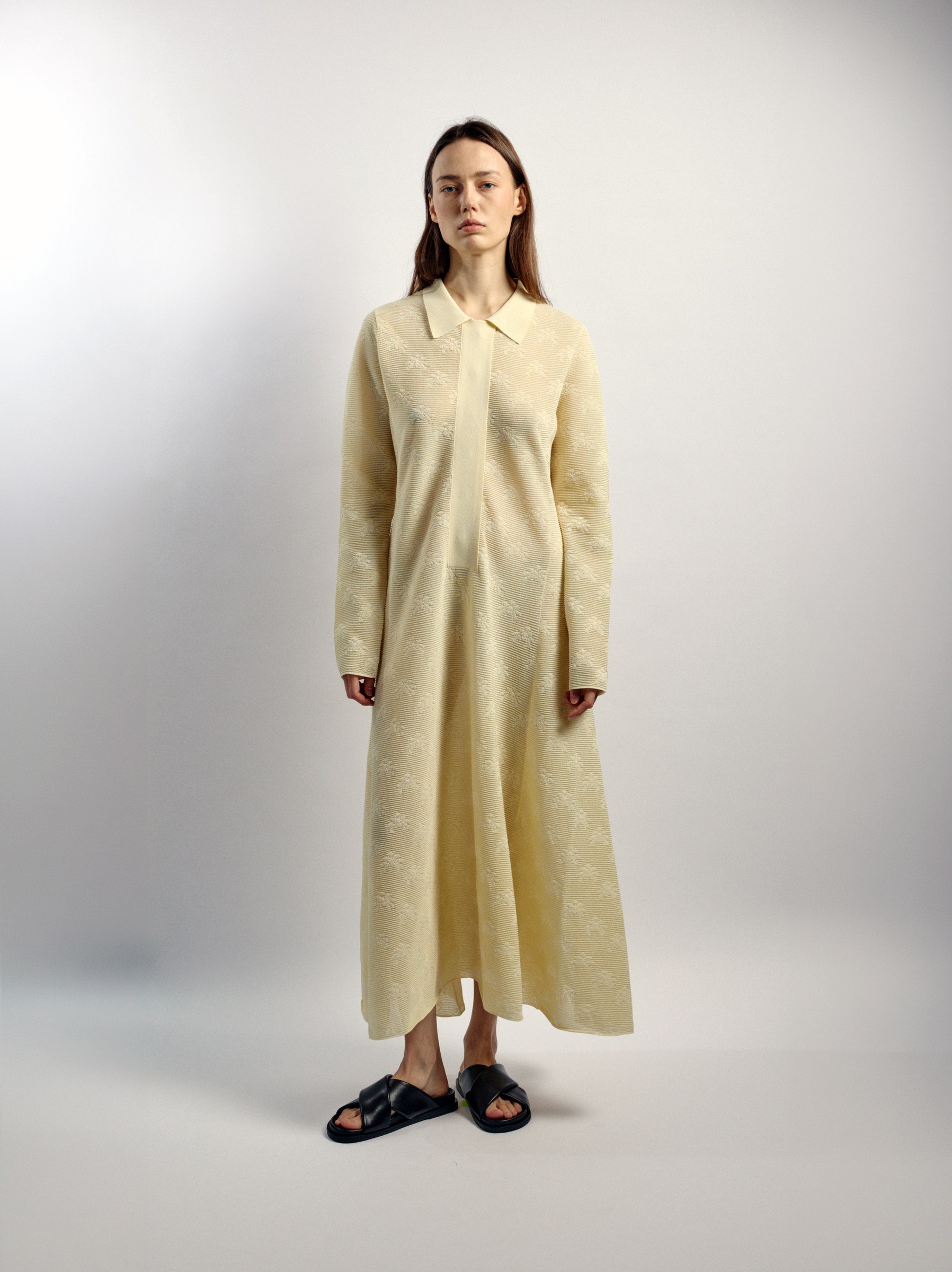 Motif Knit Dress, STRAW
