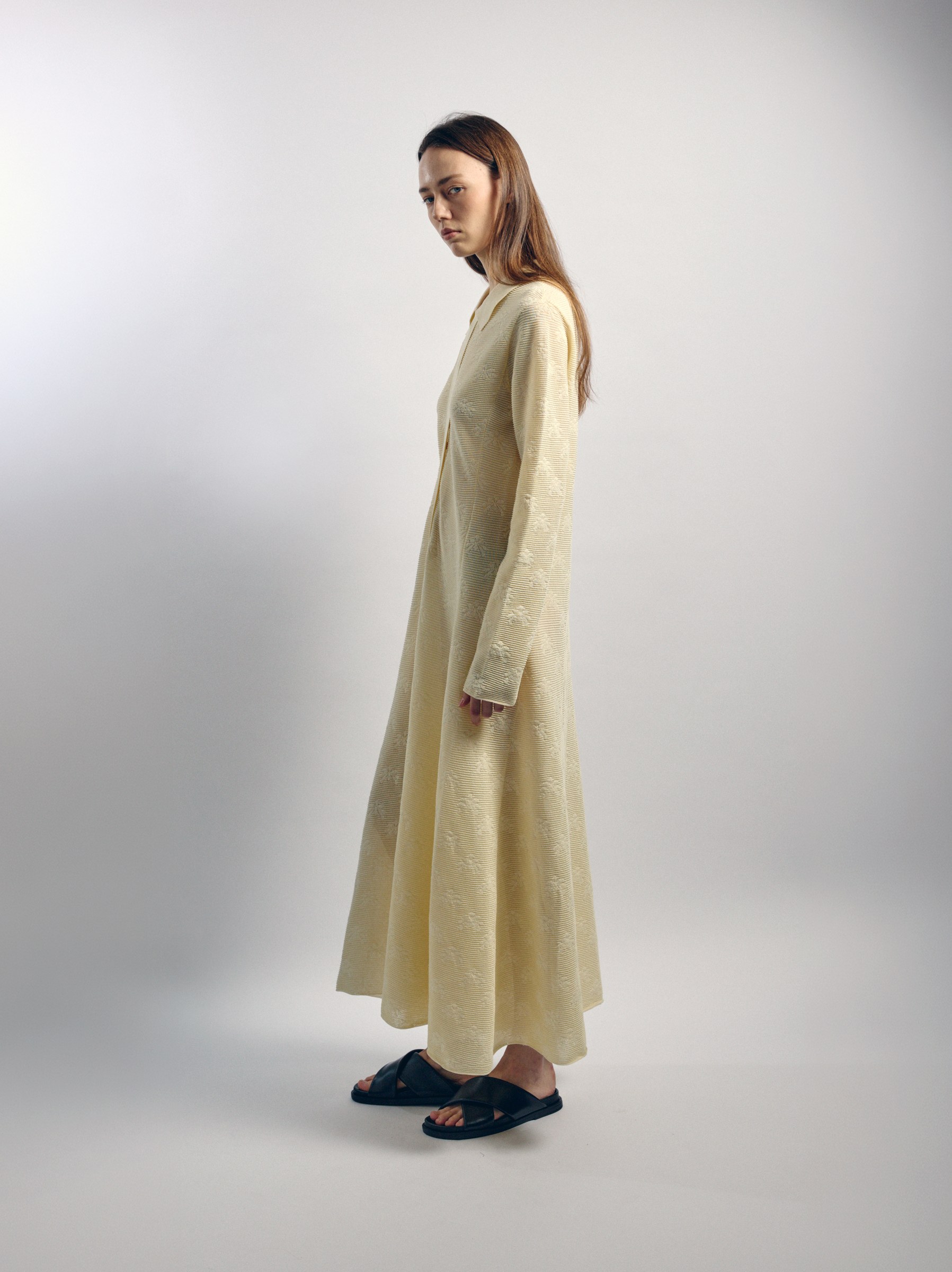 Motif Knit Dress, STRAW